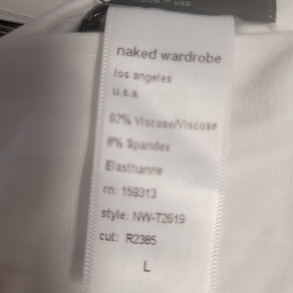 Naked Wardrobe NWT White 1‎ Shoulder Crop Tank Women's Size Large - Picture 4 of 5
